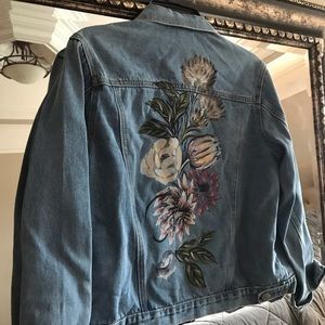 Denim Jacket w painted flowers on back
